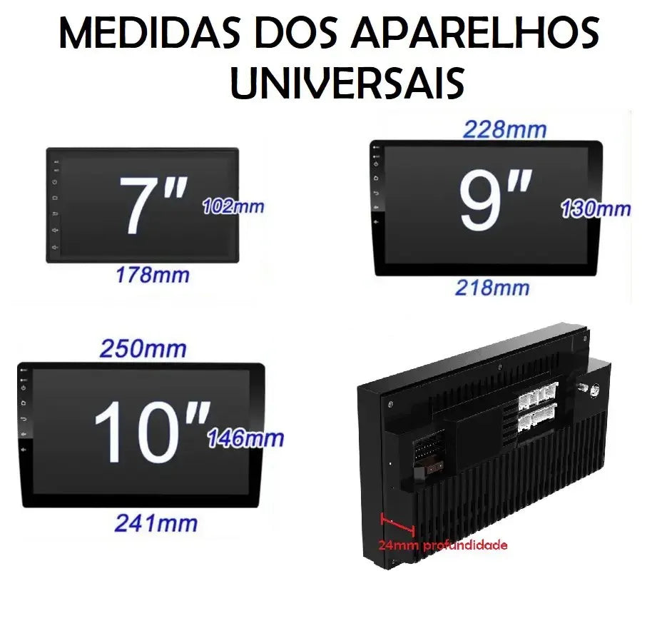 Central Multimidia OCTACORE PRO UNIVERSAL Tela QLED IPS NAVPRO Carplay + Android Auto sem fio