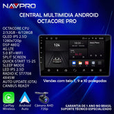 Central Multimidia OCTACORE PRO UNIVERSAL Tela QLED IPS NAVPRO Carplay + Android Auto sem fio