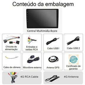 Central Multimidia OCTACORE PRO UNIVERSAL Tela QLED IPS NAVPRO Carplay + Android Auto sem fio